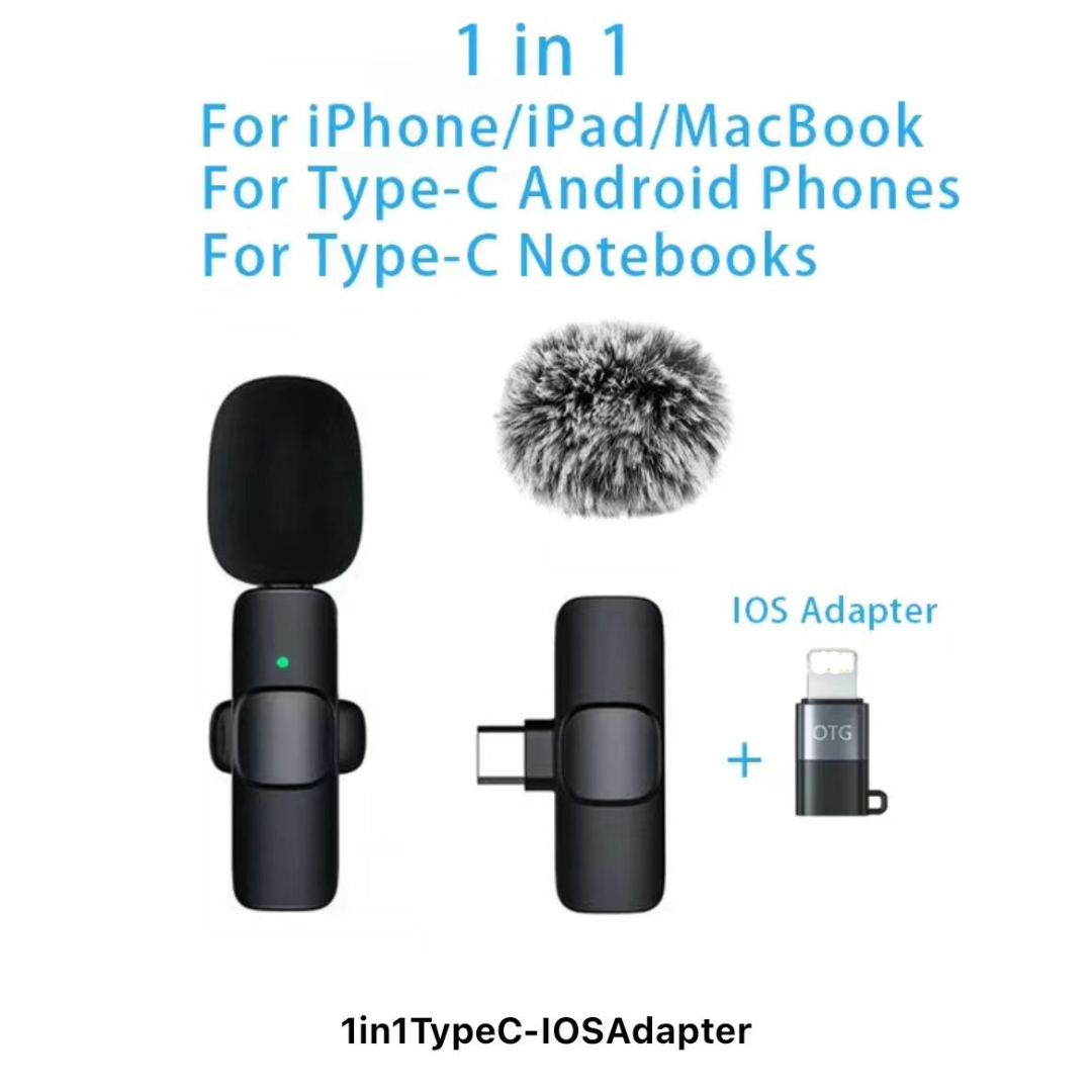 Wireless mini clip-on microphone for IOS & Android