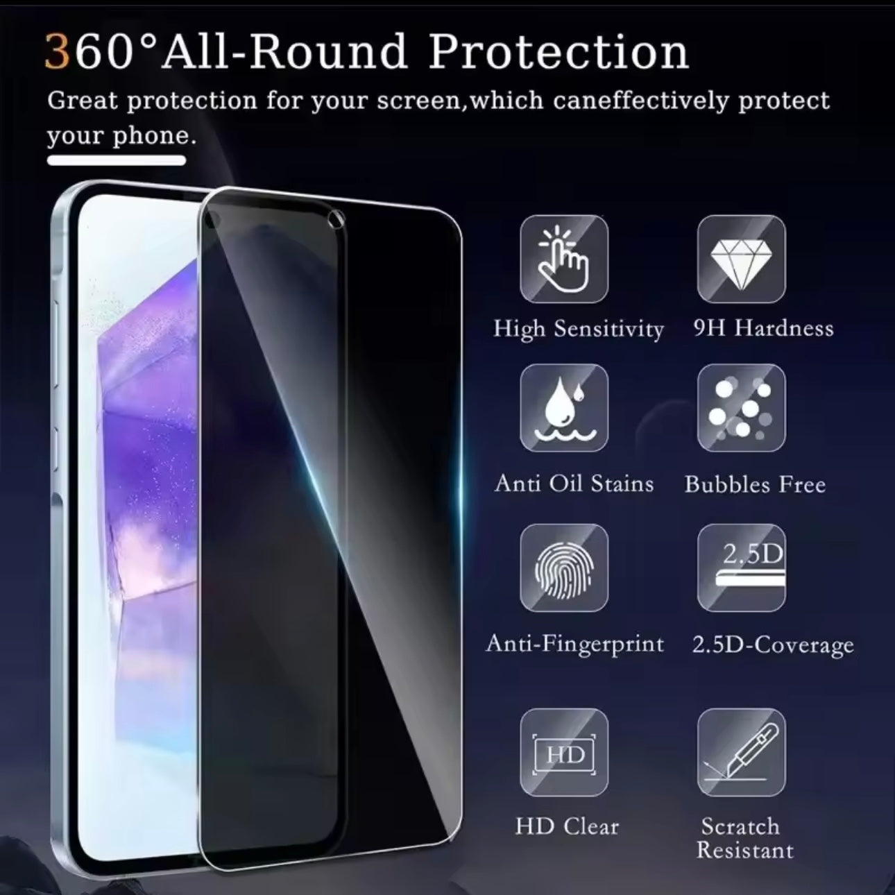 Samsung tempered glass with privacy screen