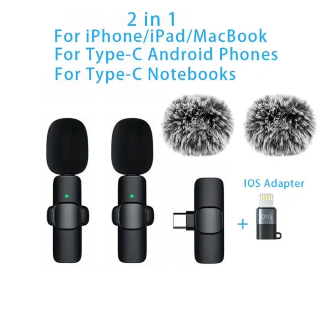 Wireless mini clip-on microphone for IOS & Android